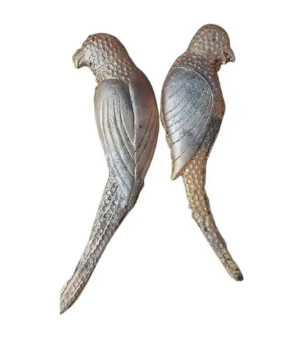 2 Brass Parrot Bird Set